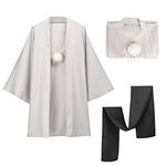 DAZCOS Satoru Cosplay US SIze Haori Kimono Jacket Men with Scarf, White, XX-Large