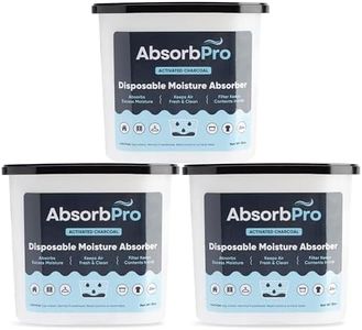 Absorb Pro - Moisture Absorber Tub with Activated Charcoal - 3-Pack - 18 oz Disposable Odor Eliminator Box & Dehumidifier for Garage, Home, Kitchen, Bedroom, Bathroom, Closet, Cars, and Boats