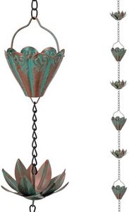 giole 10.3ft Lotus Rain Chains for Outside Gutters, Eaves, Drainage