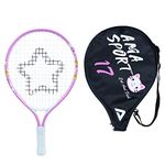 AMA SPORT Kids Tennis Racket for Junior Toddlers Starter Kit 17" Pink for Girl Toddlers with Shoulder Strap Bag (Baby Pink, 17)