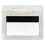 ADVANTUS Security Badge Holder, Horizontal, 3-7/8 x 2-5/8" Insert Size, Pre-Punched, Vinyl, Box of 50 (75411)