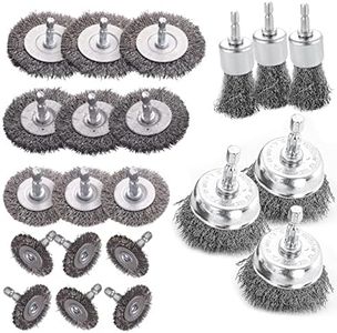 Wire Brush for Drill Set 21 Pcs, Abrasive Wire Wheel for Drill 1/4 Inch Hex Shank, Wire Cup Brush for Drill, Drill Wire Brush Coarse Crimped Carbon Steel, Wire Brush Drill Attachments by Double Elite