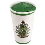 Spode Christmas Tree Collection Travel Mug | 8-Ounce Capacity| Made of Porcelain | Travel Tumbler for Coffee and Tea | Hot Water Cup | Dishwasher and Microwave Safe