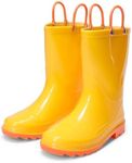 DREAM PAIRS Kids Rain Boots with Easy-on Handles Non-Slip Sole Waterproof Boots for Boys Girls Outdoor Playing,Size 7 Toddler,Yellow,SDRB26002K