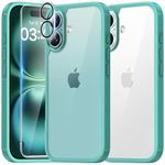 TAURI 5 in 1 for iPhone 16 Plus Case, and 2X HD Screen Protector + 2X Camera Lens Protector, [Not-Yellowing] [15 FT Grade Protection] Shockproof Phone Case for iPhone 16 Plus 6.7 Inch - Green