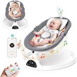 Aomdom Electric Baby Bouncer with Connect Blueteeth and Remote Control,Baby Swing Chair with 5 Swing Amplitudes 3-Stage Timer,12 preset lullabies Toddler Soft Padded Newborn Bouncer(Remote Control)