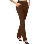 Overstock Deals Outlet Deal Outlet Deals Women's Yoga Dress Pants 2024 Tummy Control Workout Bootleg Legtgings Stretchy Office Casual Pants with Pockets My Recent Orders Brown