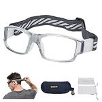 Sport Glasses Goggles Basketball Soccer Football Sports Protective Eyewear Goggles Anti Collision Safety Glasses-Replaceable Prescription Lens (8031 Gray Frame White Pad)