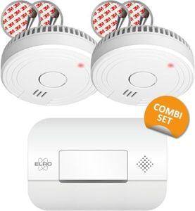 ELRO FF1840 Kit de Protección contra Incendios - 2X Detectores de Humo con Montaje magnético - 5 Pilas y Detector de Monóxido de Carbono - Sensor de 10 años
