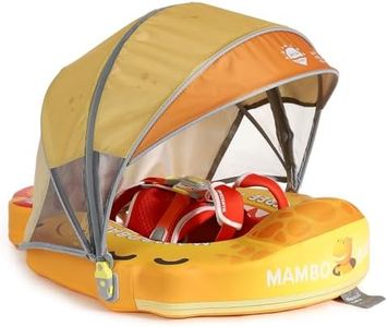 Mambobaby Float - Baby Float with Canopy-Dinosaur-Themed Baby Swim Ring with Sunshade, Non-Inflatable Pool Float for Infants 3-24 Months, Adjustable Swim Trainer for Safe Water Fun