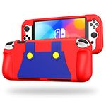 KENOBEE Cute Case for Nintendo Switch OLED 2021 Release, Soft Silicone Shockproof Anti-Scratch Protective Cover with Ergonomic Grip Design, Accessories for Switch OLED, Red,