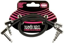 Ernie Ball Flat Ribbon Stereo Patch Cable 2-Pack, 12in Black (P06405)