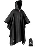 flintronic Waterproof Poncho Adult, 3-in-1 Reusable Rain Poncho Adult Waterproof, Waterproof Rain Poncho Adult Lightweight Reusable for Hiking Camping Outdoor Cycling-with Drawstring Bag/Black