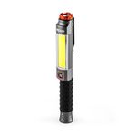 NEBO Big Larry 3 Work Light, 600 Lumen Flashlight with COB Work Light, Pocket Clip Magnetic Base for Hands-Free Lighting, Portable COB LED Dimmable Flashlight, Hazard Light-Red