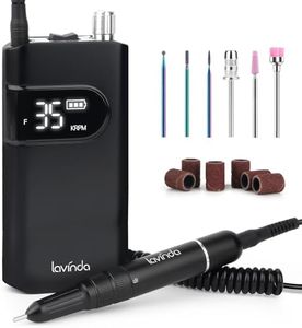 Lavinda 35000RPM Electric Nail Drill, Professional Cordless Nail Drill Machine Portable Rechargeable Nail Efile for Acrylic Gel Nails, Manicure Pedicure Polishing Shape Tools for Salon Home Use-Black