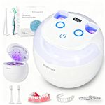 Ultrasonic Retainer Cleaner Machine, 45kHz Ultrasonic Cleaner for Dentures, U-V Light, 4 Modes for Retainer, Dentures, Aligners, Mouth Guards, Night Guards, Toothbrush Heads, Whitening Trays, Jewelry