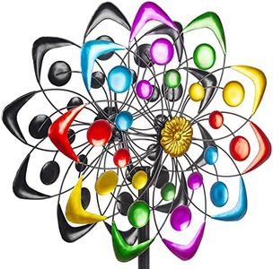 Viveta Kinetic Wind Spinner, 59 inch Outdoor Metal Windmills for Yard Garden, Double Wind Sculpture with Stable Stake, Multi-Color
