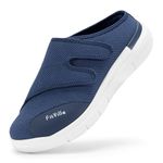 FitVille Mens Extra Wide Fit Diabetic Slippers Adjustable Slip On Shoes Backless Orthopedic Mules for Swollen Feet Walking Indoors Outdoors