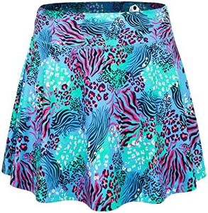 BLEVONH Tennis Skirts for Women 2022 Golf Skirts Skorts Skirts for Women Athletic Running Summer Skirt Green Floral 2XL