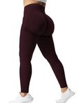 YEOREO Scrunch Butt Lift Leggings for Women Workout Yoga Pants Ruched Booty High Waist Seamless Leggings Compression Tights, #1 Berry, Medium