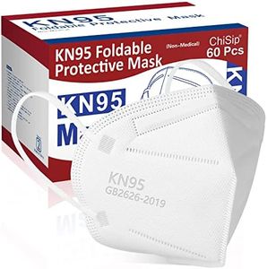 ChiSip KN95 Face Mask 60Pcs, 5 Layer Design Cup Dust Safety Masks, Breathable Protection Masks Against PM2.5 for Adult, Men, Women, Indoor, Outdoor Use, White