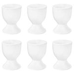 Argon Tableware 6X White Egg Cup Holder Set - Classic Style Porcelain Cups for Hard Soft Boiled Eggs - Microwave and Dishwasher Safe