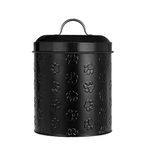 Amici Pet Puppy Paws Black Metal Food Canister, Medium, 104oz