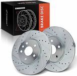 A-Premium 12.64 inch (321mm) Front Drilled and Slotted Disc Brake Rotors Compatible with Select Chevy, GMC, Saab and Buick Models - Equinox, Impala, Malibu, Camaro, Terrain, Regal, Allure, 2-PC Set