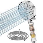 Cobbe Hard Water Filter Shower Head and Hose with 20 Stage Filter, 6 Spray Jet Modes High Pressure Bathroom Shower Head, Large Powerful Handheld Showerhead for Residual Chlorine Remove