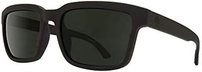 SPY Helm 2 Rectangular Sunglasses For Men + BUNDLE with Designer iWear Eyewear Kit (SOSI Matte Black/Happy Gray Green Polarized, 57)