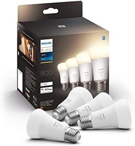 Philips Hue New White Smart Light Bulb 60W - 800 Lumen 4 Pack [E27 Edison Screw] with Bluetooth. Compatible with Alexa, Google Assistant, Apple Homekit