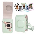 HIYQIN Mini LiPLAY Camera Case and Magnetic Photo Frames, Protective Case Compatible with Fujifilm Instax LiPLAY, for Instax Liplay Cover with Fridge Photo Frames - Matcha Green