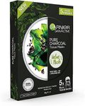 Garnier SkinActive Pure Charcoal Tissue Face Mask Black Tea 5x Pack