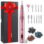 PELCAS Cordless Electric Nail Drill, Professional Portable Manicure Nail Drill Kit 20000RPM Rechargeable 5 Adjustable Speeds LCD Display 11 Attachments for Acrylic Nails, Polishing, Nail Art