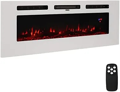 Sunnydaze Sophisticated Hearth 50-Inch Indoor Electric Fireplace - Wall-Mounted/Recessed - 3 Flame Colors - White