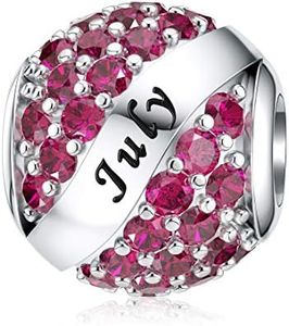 JIAYIQI July Birthstone Charm for Pandora Charm Bracelets 925 Sterling Silver Openwork Bead for Bracelet and Necklace with 5A Cubic Zirconia, Christmas Birthday Mothers Day Jewelry