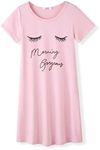 Arshiner Teen Girls Nightgowns-Loose Short Sleeve Sleepwear Cute Eyelash Nightdress Pajamas Size 11-12