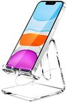 Crpich Acrylic Cell Phone Stand, Portable Clear Phone Stand for Desk, Compatible with Phone15 14 13 Pro Max Mini 12 11 Plus SE, Switch, Android Smartphone, Pad, Tablet, Desk Accessories