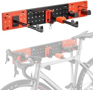 Mimoke Support mural pour vélo, réglable verticalement et horizontalement, capacité de charge jusqu'à 30 kg, panneau perforé avec crochet à outils, peu encombrant, pliable, VTT, vélo de route