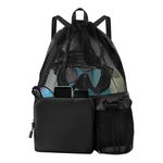 Proberos® Drawstring Swimming Bag, 30L Quick Dry Mesh Beach Bag Drawstring Backpack Swimming Gear Lightweight Multifunctional for Riding, Hiking, Camping
