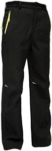 MEILONGER Boys Girls Softshell Hiking Pants Fleece Lined Skiing Snow Kids Waterproof Outdoor Trousers Black 10-12