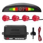 MOCNT Car Reverse Parking Sensors Car Rear Reverse Parking Radar System Car Parking Sensor Kit 4 Rear Sensor Auto Sound Alarm Alert Reverse Backup Radar Display Red