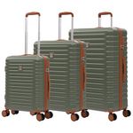 Rocklands Cabin Medium Large Suitcase Luggage Set Hard Shell Lightweight 4 Dual Spinner Wheels Trolley Suitcase Carry On Check in Luggage TSA Lock (Olive Green, 3 Pcs Set (20"+24"+28")