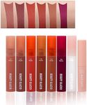 Joyeee Liquid Matte Lipstick for Women, 6 Color Long Lasting Matte Lipstick Set + 1 Lip Balm Stick + 1 Lip Oil Clear, Dark Red Brown Pink Purple Orange Nude Lipstick Makeup Gift Kit for Women