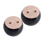 SHANOER 4pcs 40mm Height Black Eucalyptus Wood Round Bun Furniture Feet Sofa Cabinet Couch Legs