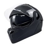 TTMiku Matte Black Modular Motorcycle Helmet Full Face, DOT Approved Integrated Flip Up Dual VisorMotocross Snowmobile ATV Dirt Bike Street Racing Motorbike Casco, Small