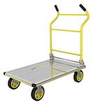 Stanley SXWT-PC512 Platform Trolley with 350 kg Capacity, Aluminium Foldable Multi-Functional Dolly Push Cart with 360 Degree Swivel Wheels and Inbuilt Hand Grip, Silver and Yellow,(90 x 61 x 103cm)