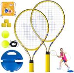 Kids Tennis Rackets 2 Pack with Tennis Trainer Rebound Balls, Size 19" & 21" Tennis Training Equipment for Parent-Child Activities, Portable Beginners Junior Youth Tennis Practice Kit for Boy Girl