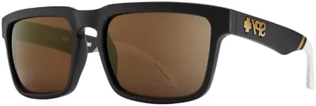 Spy Helm 1800000000029 57MM SPY + Tom Wallisch Matte Black/HD Plus Bronze with Gold Spectra Mirror Square Sunglasses for Men for Women + BUNDLE With Designer iWear Eyewear Kit