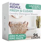 Clean People Laundry Detergent Sheets - Recyclable Packaging, Hypoallergenic, Stain Fighting - Ultra Concentrated, Laundry Soap - Fresh Scent, 96 Pack